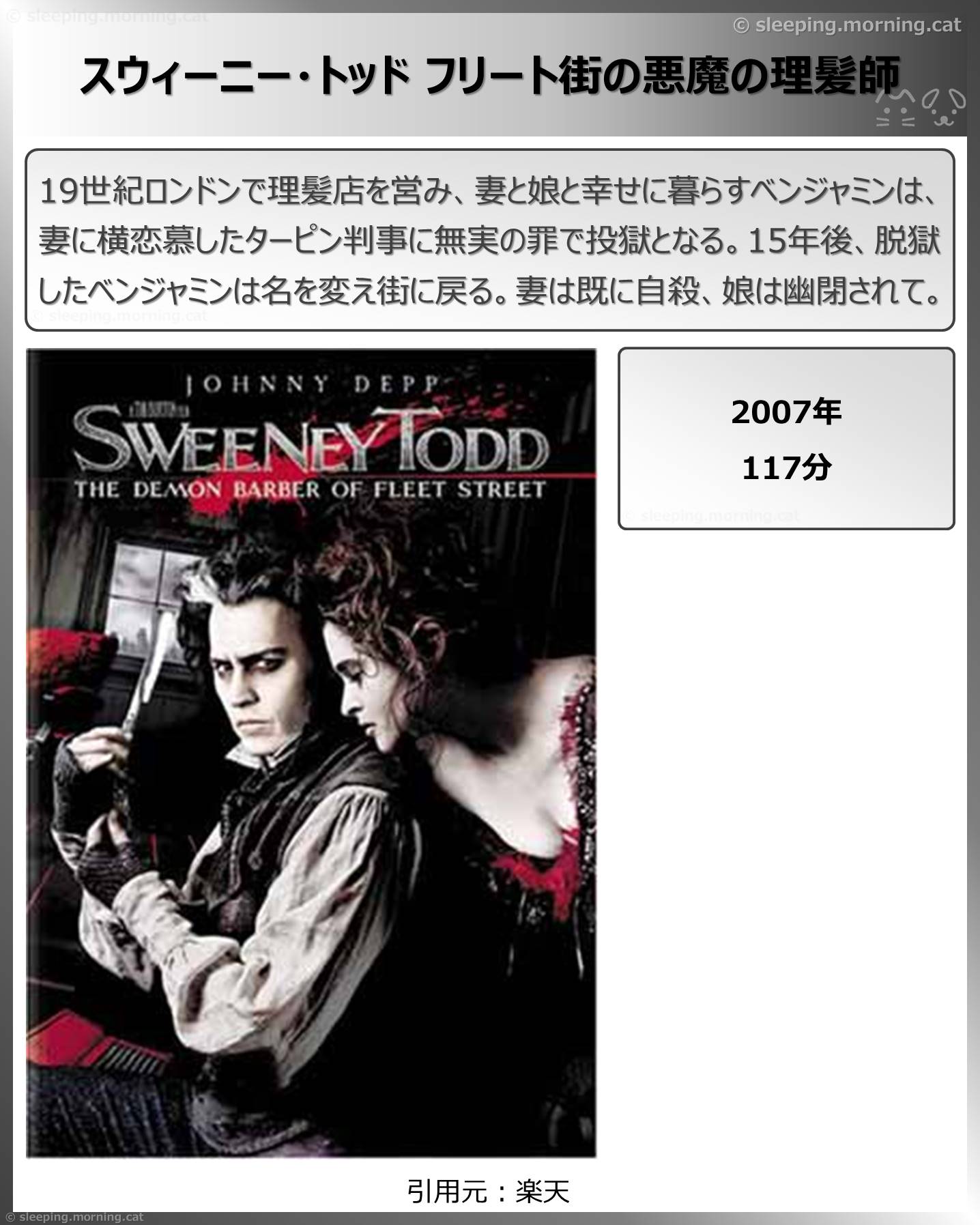 タイトル：スウィーニー・トッドフリート街の悪魔の理髪師