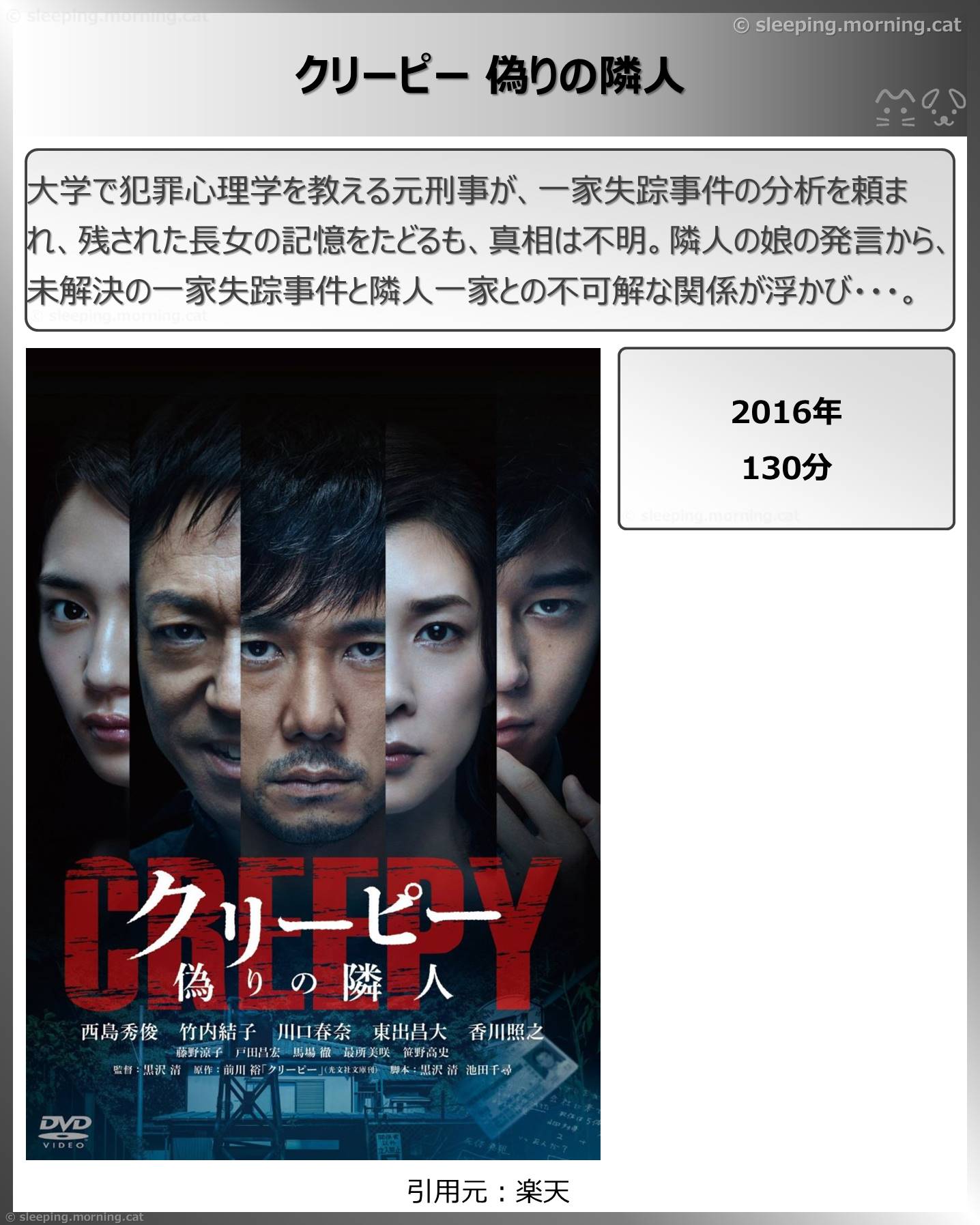 タイトル：クリーピー偽りの隣人