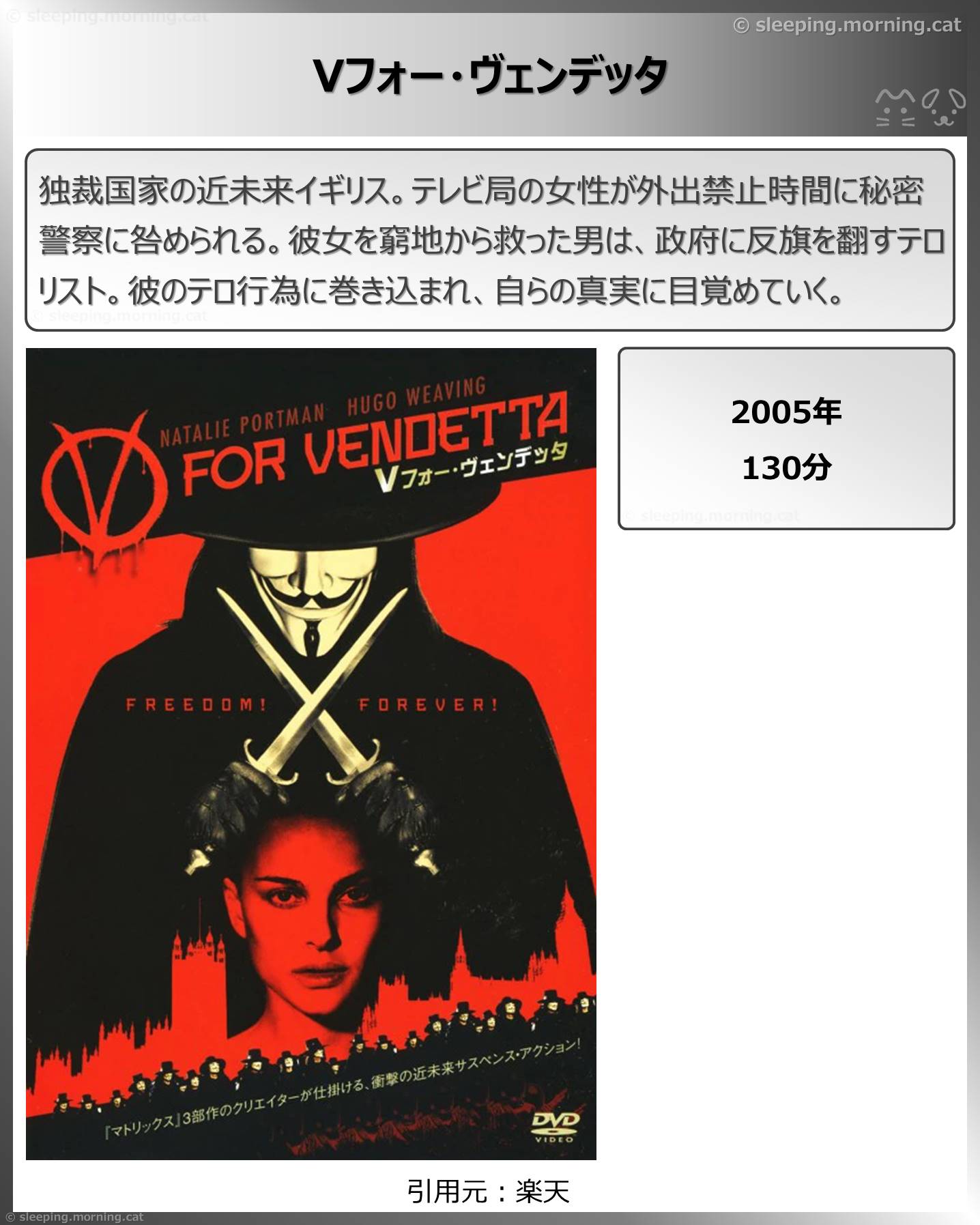 タイトル：Vフォー・ヴェンデッタ
