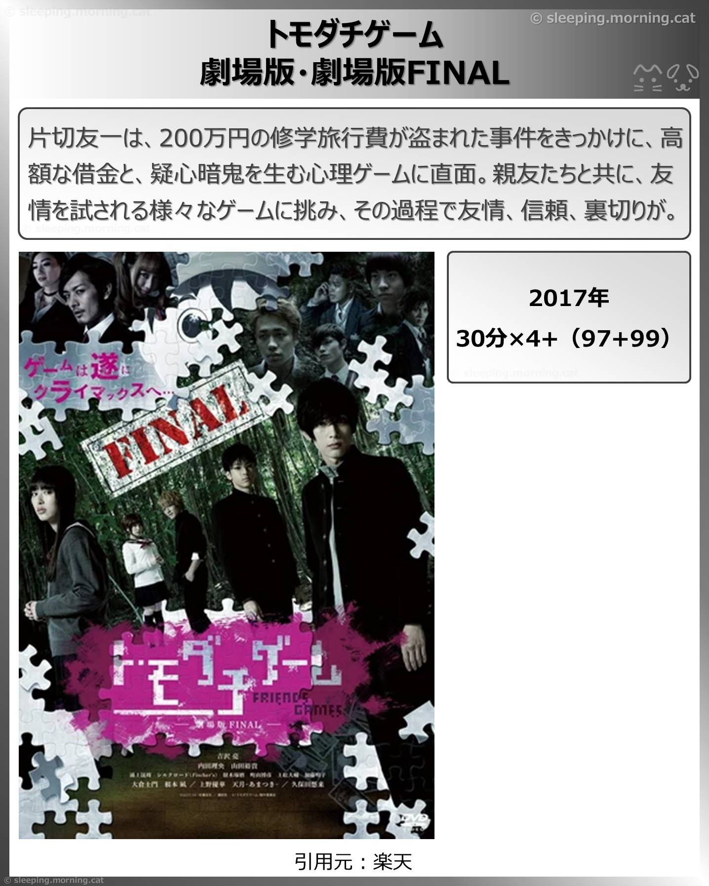タイトル：トモダチゲーム　劇場版・劇場版FINAL