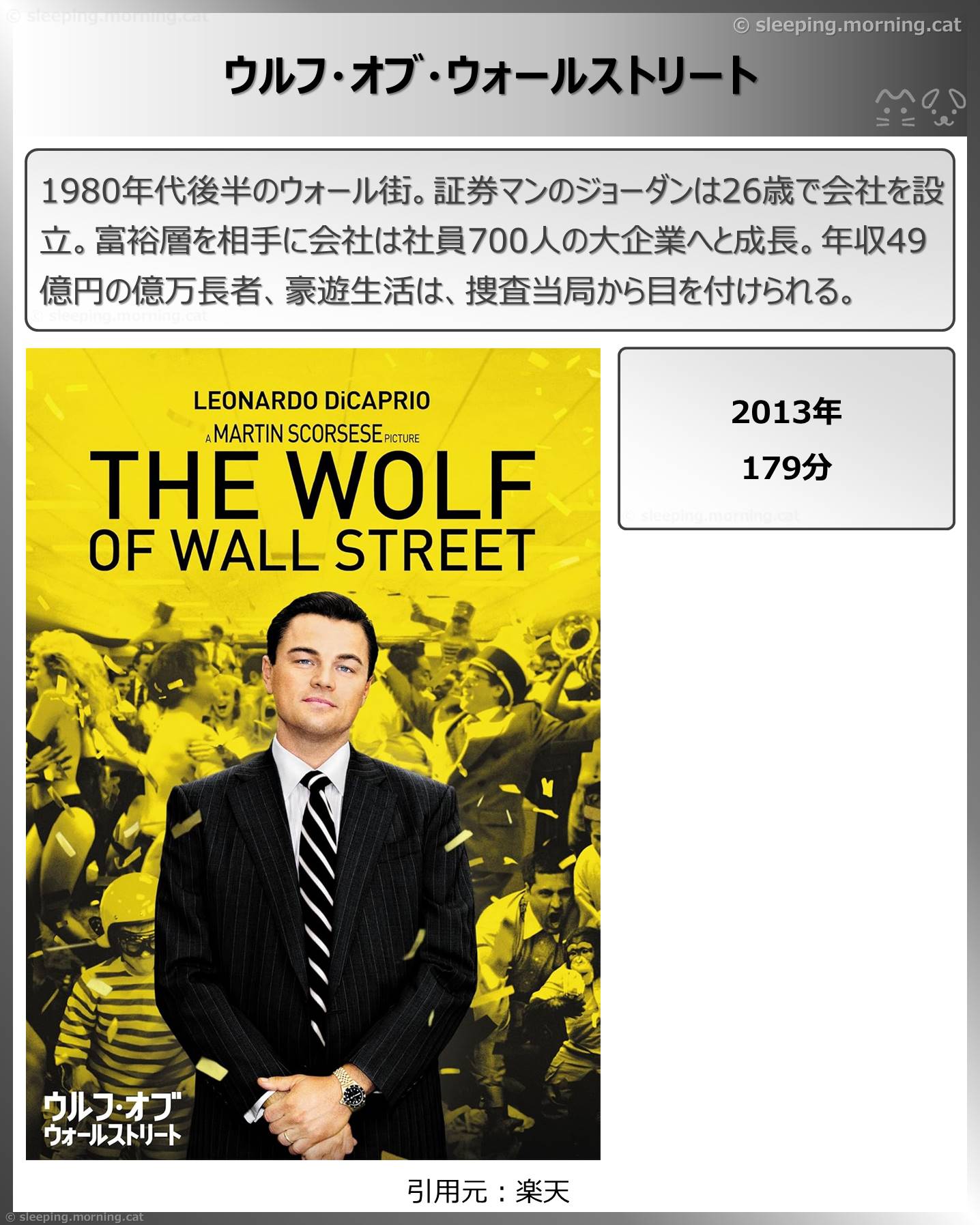 タイトル：ウルフ・オブ・ウォールストリート