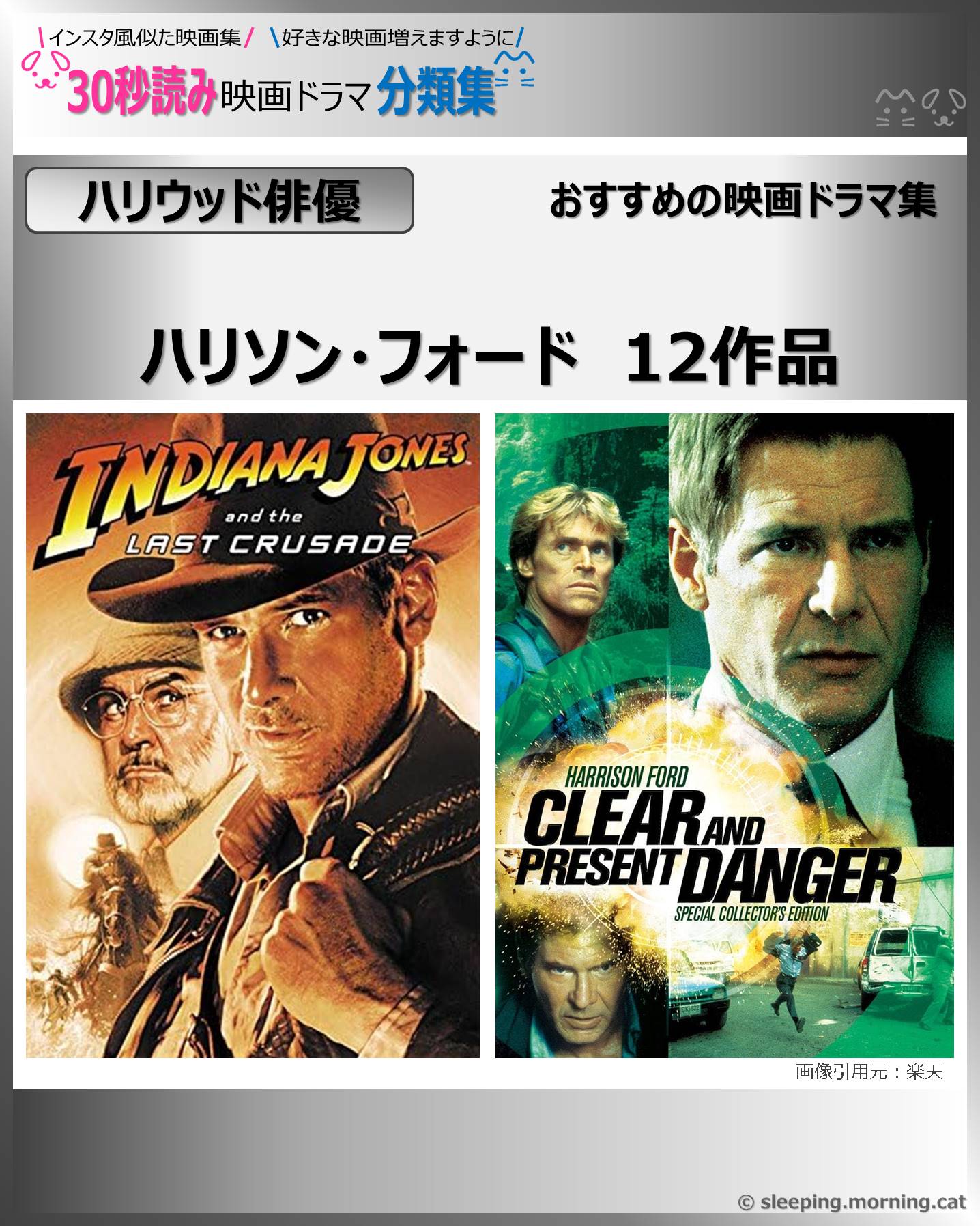 タイトル：ハリソン・フォード：映画ドラマの紹介、代表作の映画ドラマおすすめ教えて