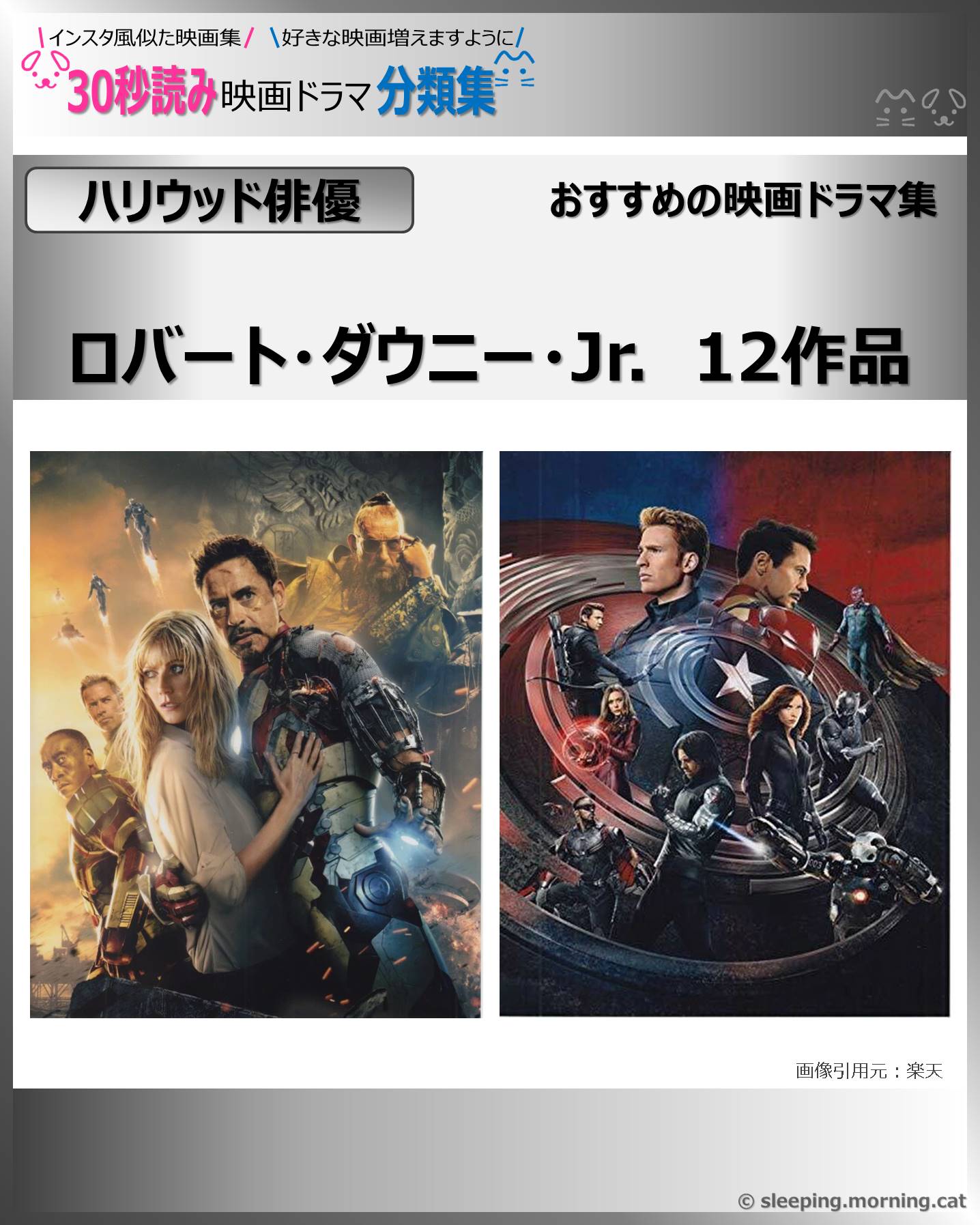 タイトル：ロバート・ダウニー・Jr.：映画ドラマの紹介、代表作の映画ドラマおすすめ教えて