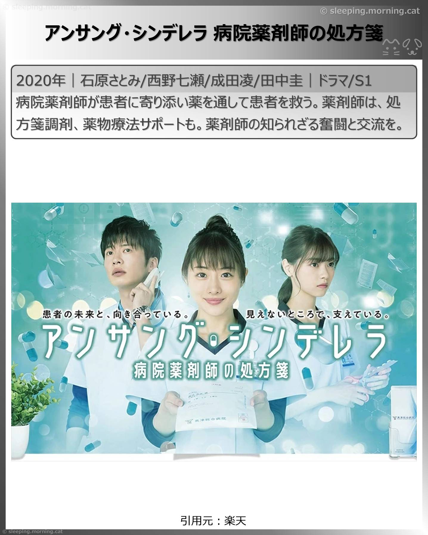 石原さとみ：アンサング・シンデレラ病院薬剤師の処方箋