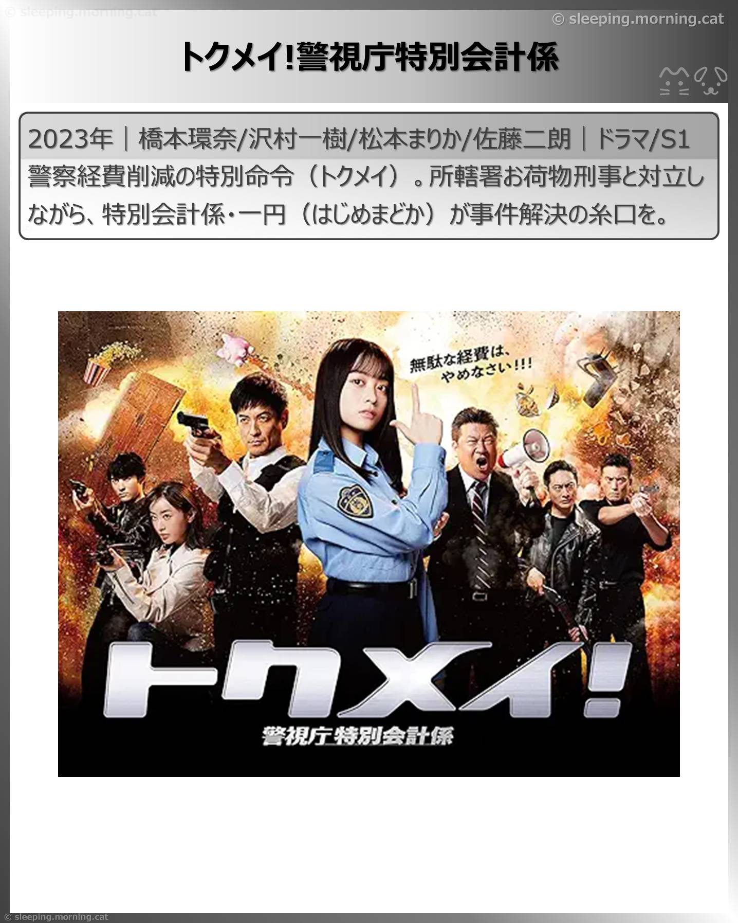 松本まりか：トクメイ!警視庁特別会計係