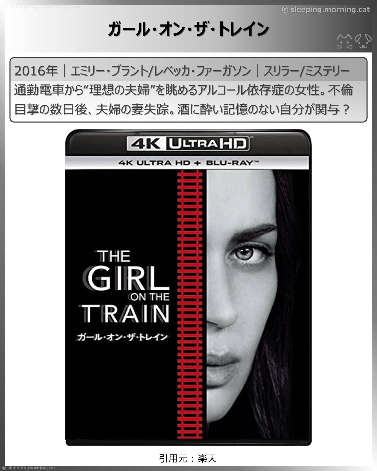 列車映画・電車映画いろいろ：ガール・オン・ザ・トレイン