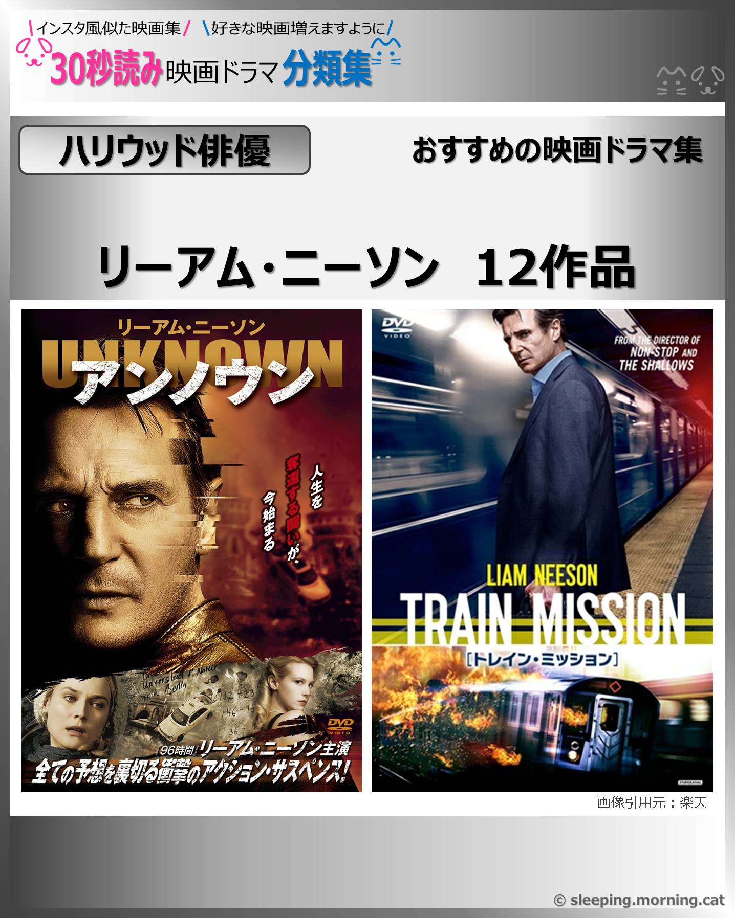 タイトル：リーアム・ニーソン：映画ドラマの紹介、代表作の映画ドラマおすすめ教えて
