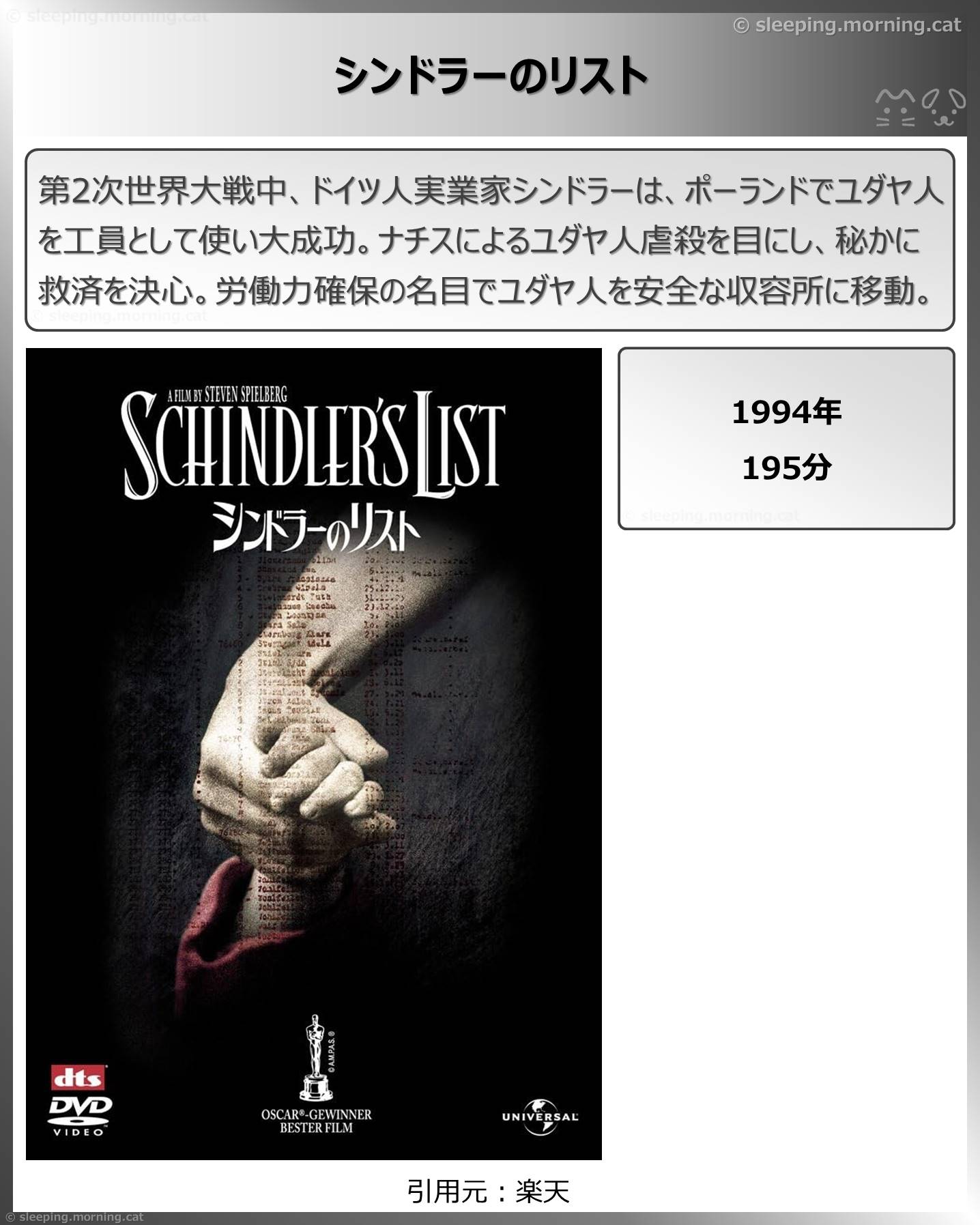 タイトル：シンドラーのリスト