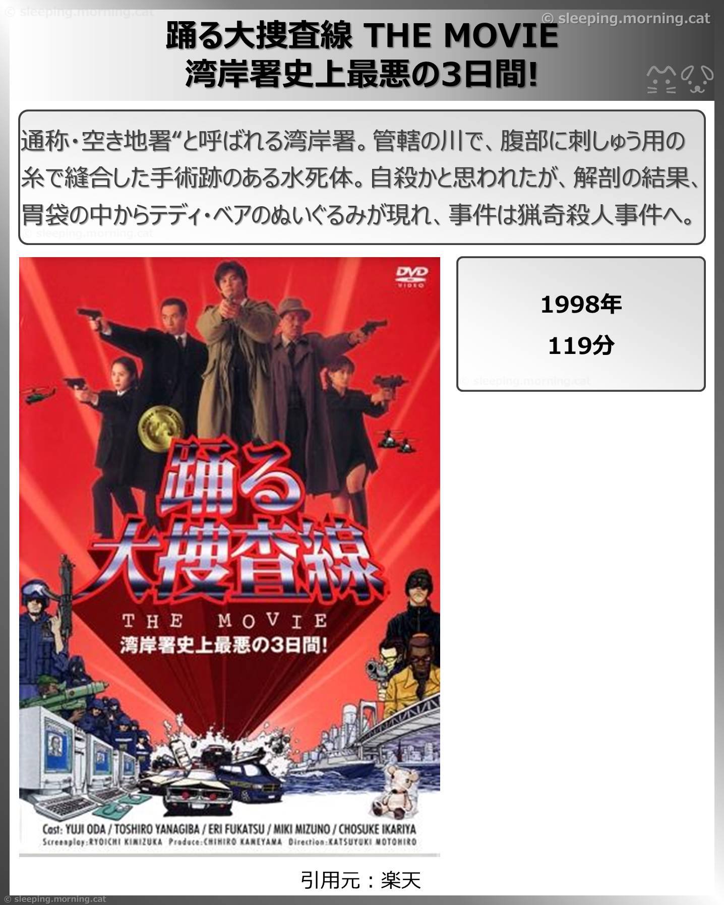 タイトル：踊る大捜査線THE MOVIE 湾岸署史上最悪の3日間!