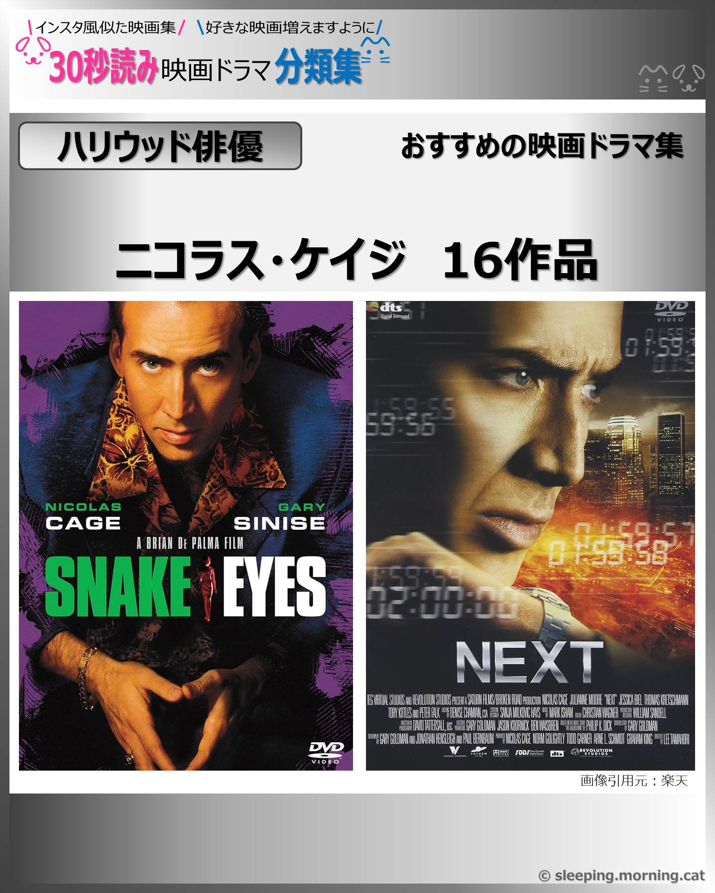 タイトル：ニコラス・ケイジ：映画ドラマの紹介、代表作の映画ドラマおすすめ教えて