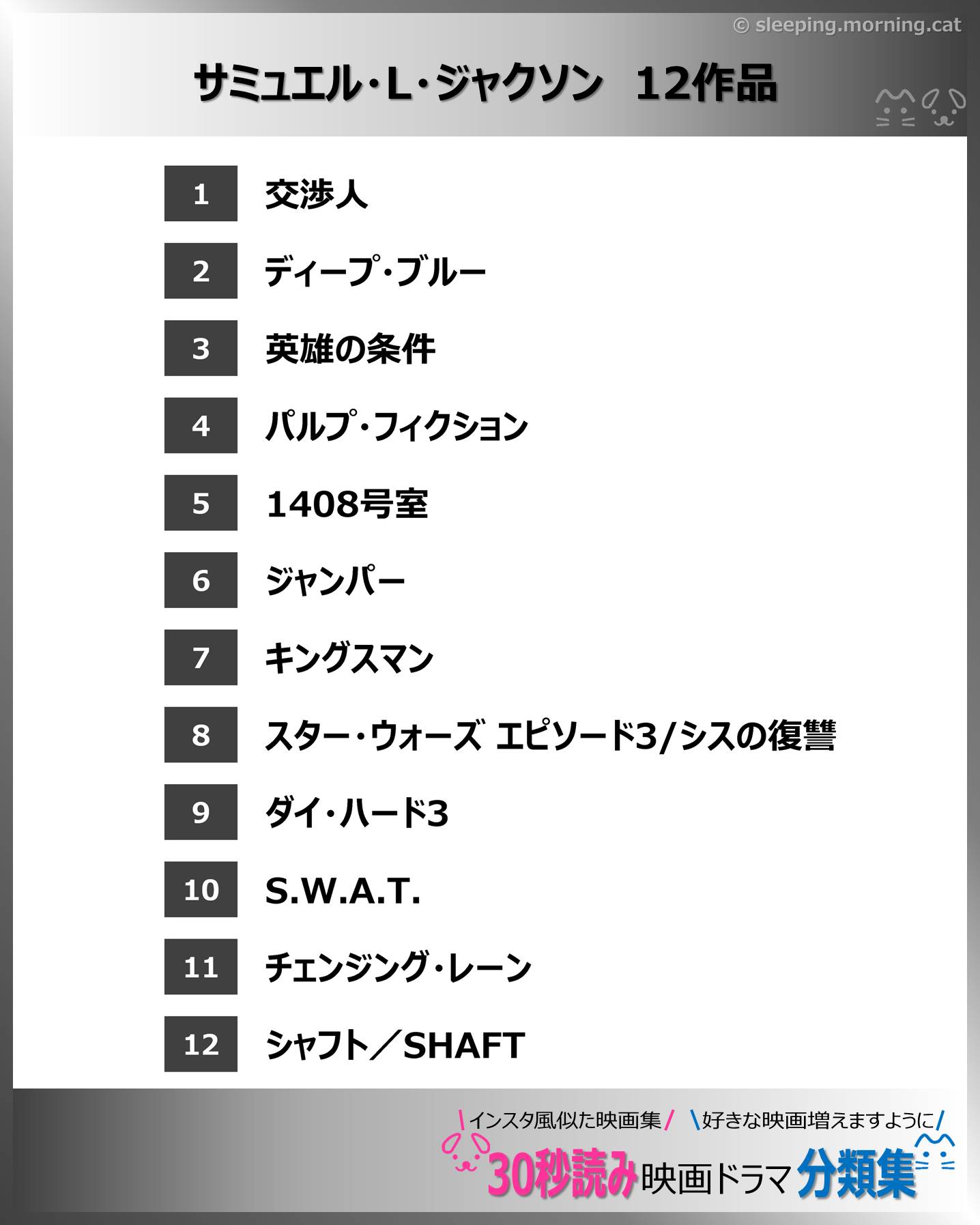 サミュエル・L・ジャクソン：映画ドラマの紹介、代表作の映画ドラマおすすめの目次