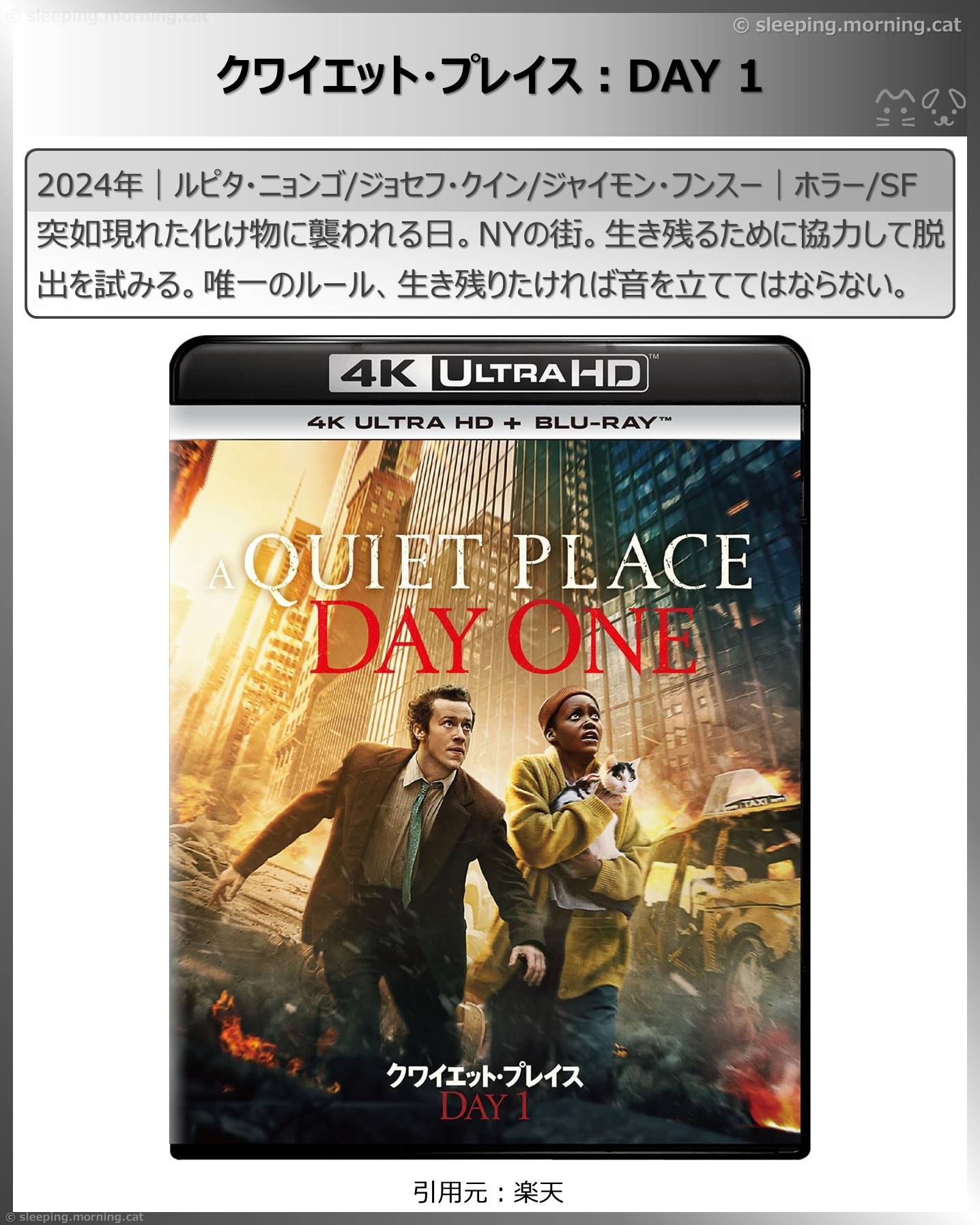 禁止事項の映画：クワイエット・プレイス:DAY1