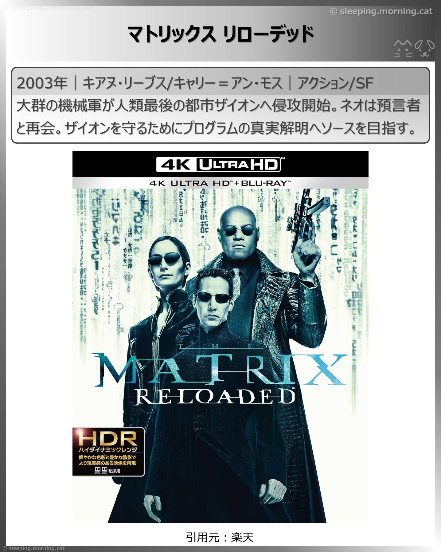 異空間・パラレルワールド：マトリックスリローデッド