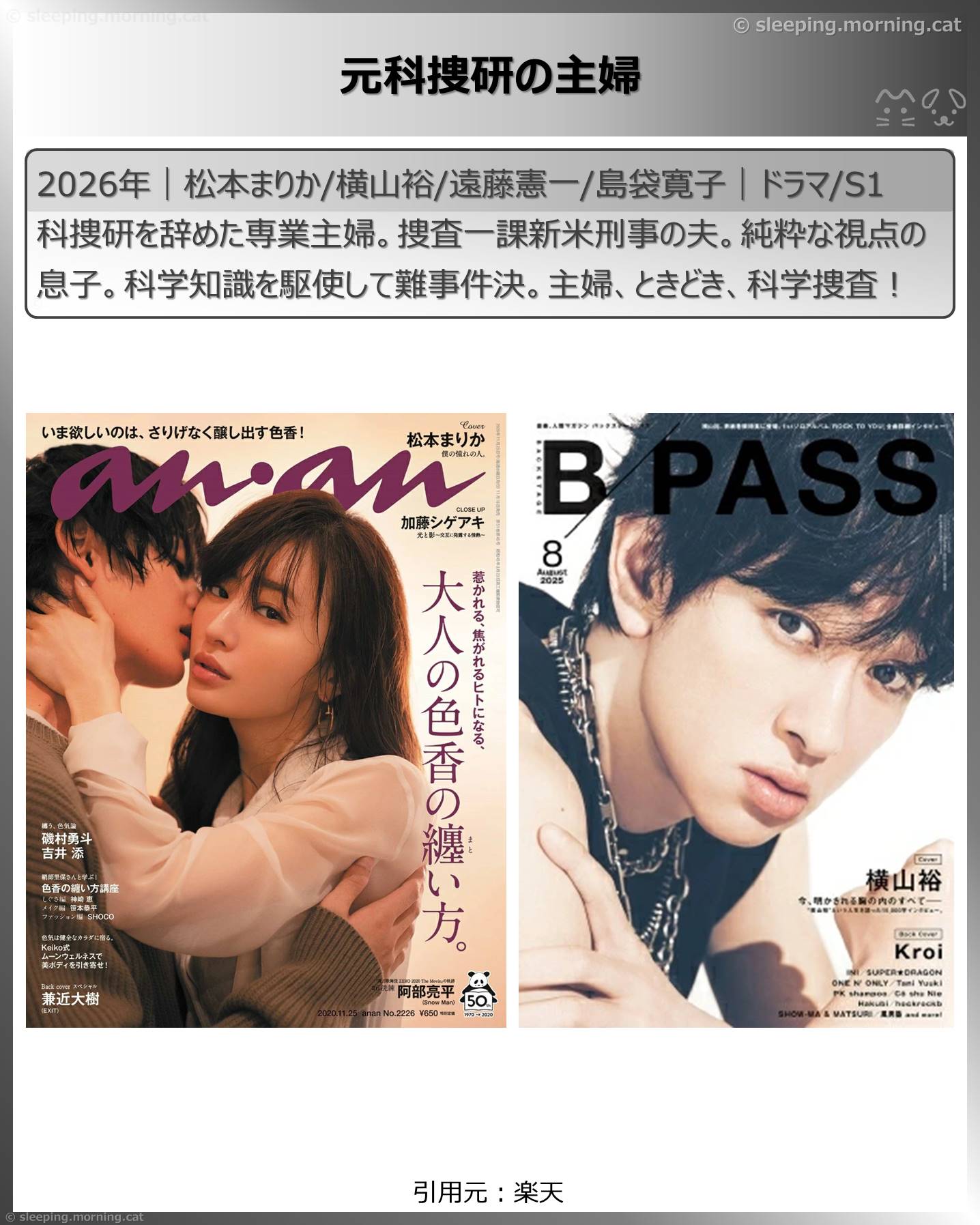 2026年1月スタート新ドラマ：元科捜研の主婦