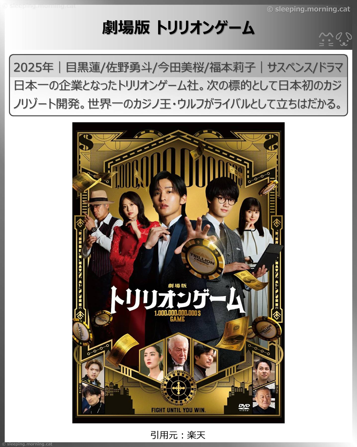 アマプラ見放題新着2026年2月：劇場版 トリリオンゲーム