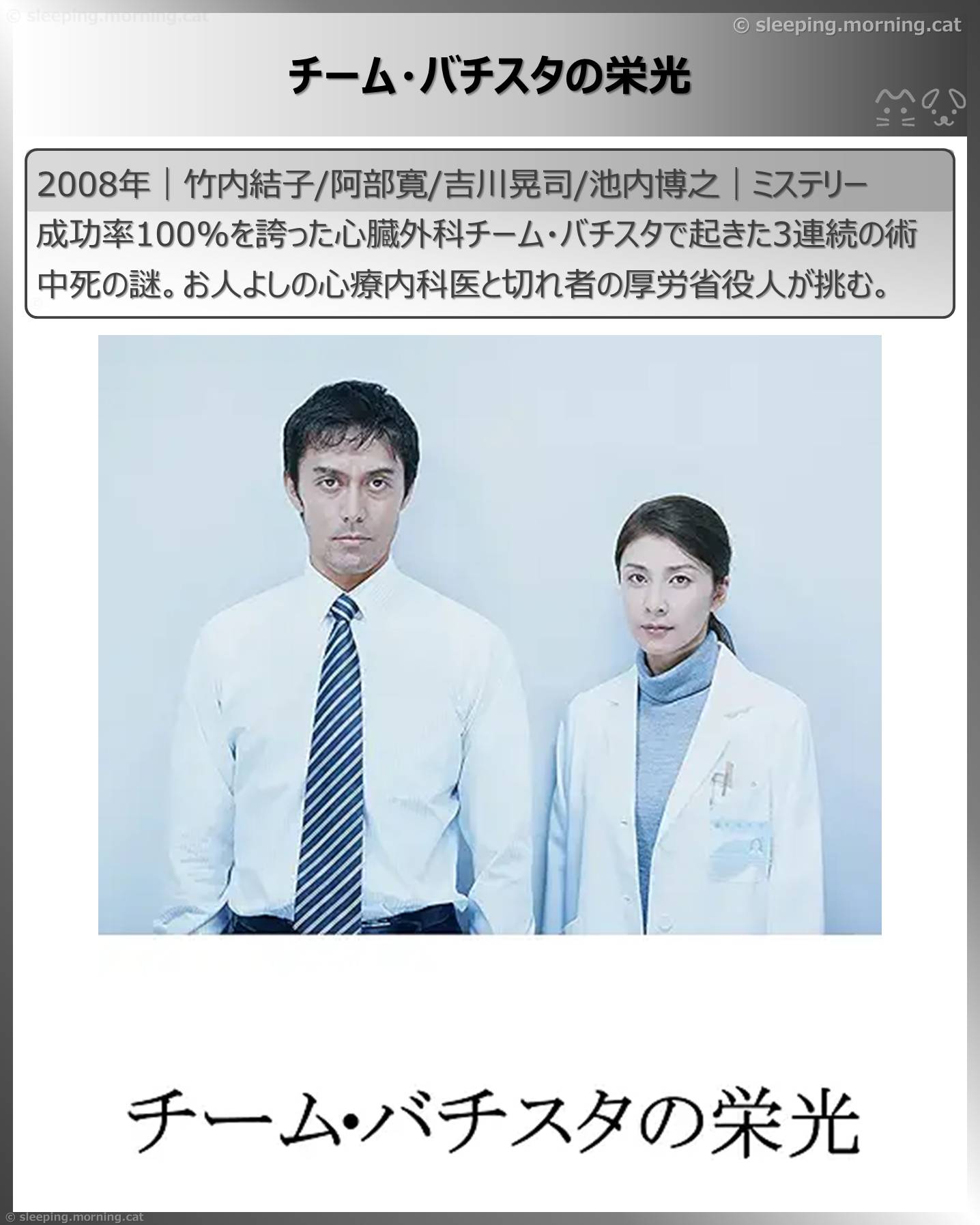 アマプラ新着見放題2026年3月：チーム・バチスタの栄光