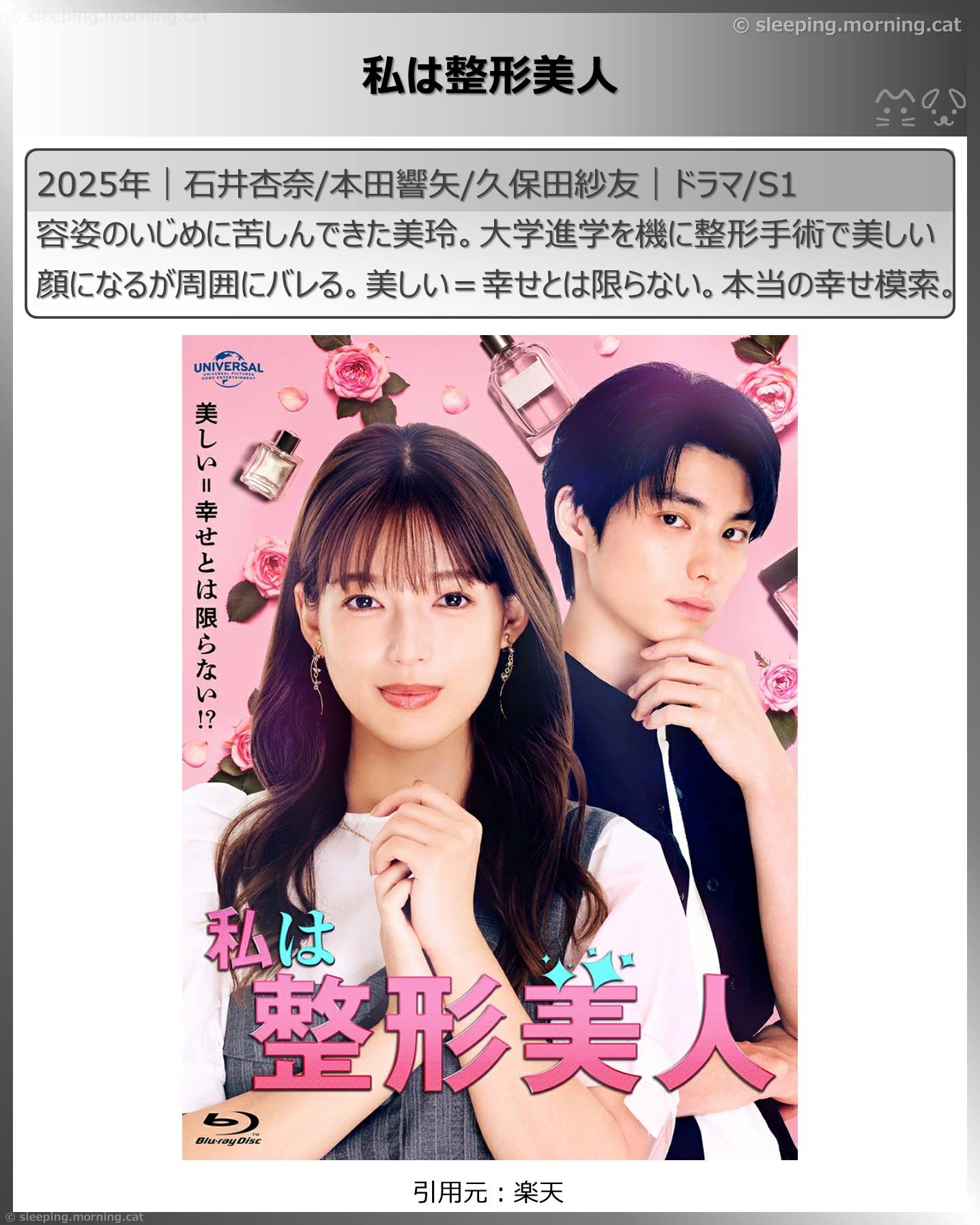 アマプラ恋愛系・結婚系国内ドラマ：私は整形美人