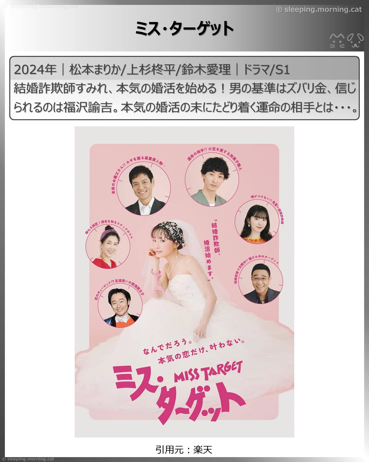 アマプラ恋愛系・結婚系国内ドラマ：ミス・ターゲット