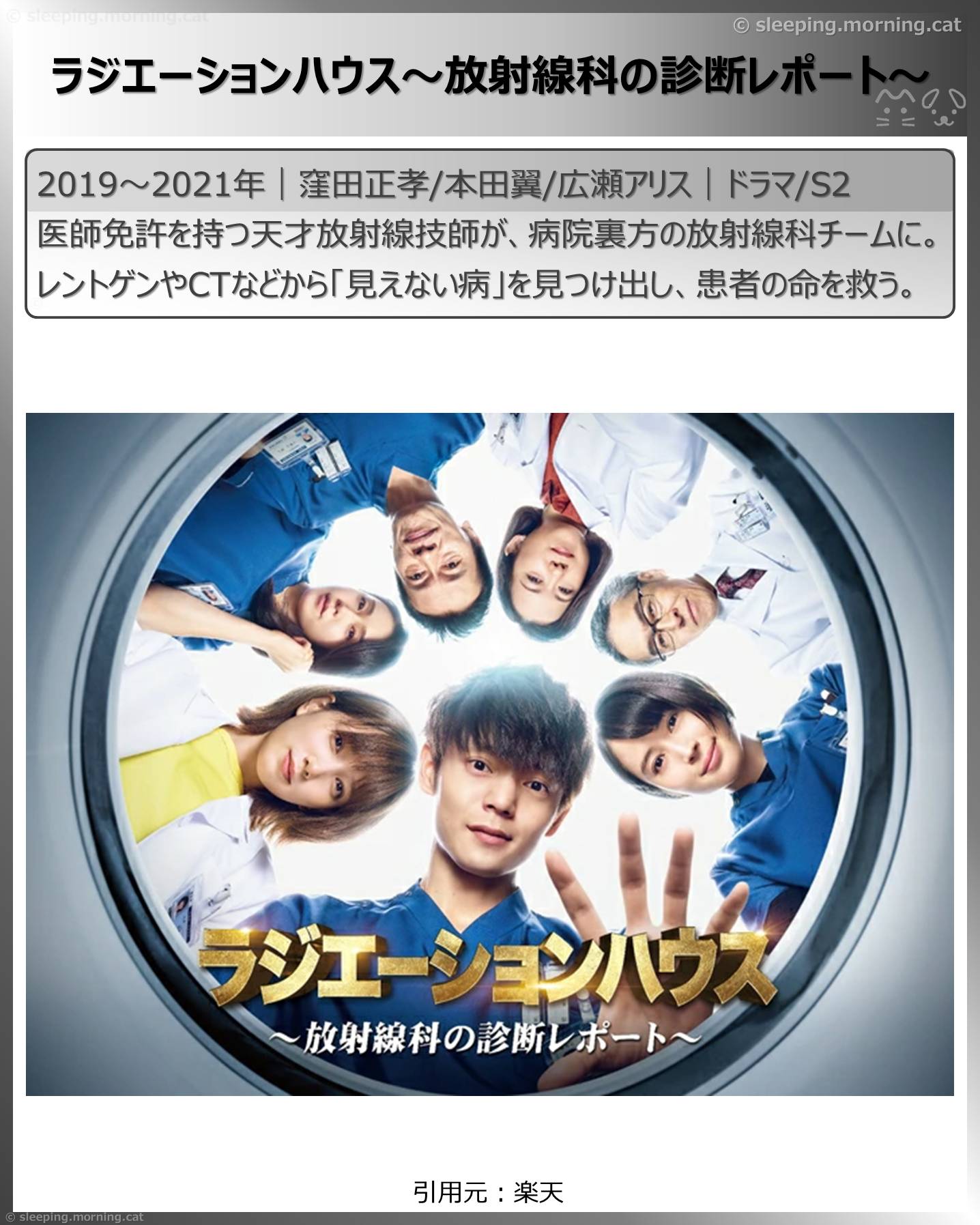 窪田正孝：ラジエーションハウス～放射線科の診断レポート～