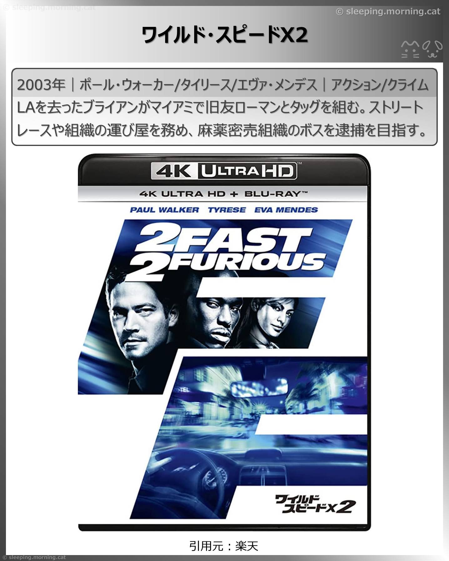ワイルド・スピード時系列見る順番：ワイルド・スピードX2
