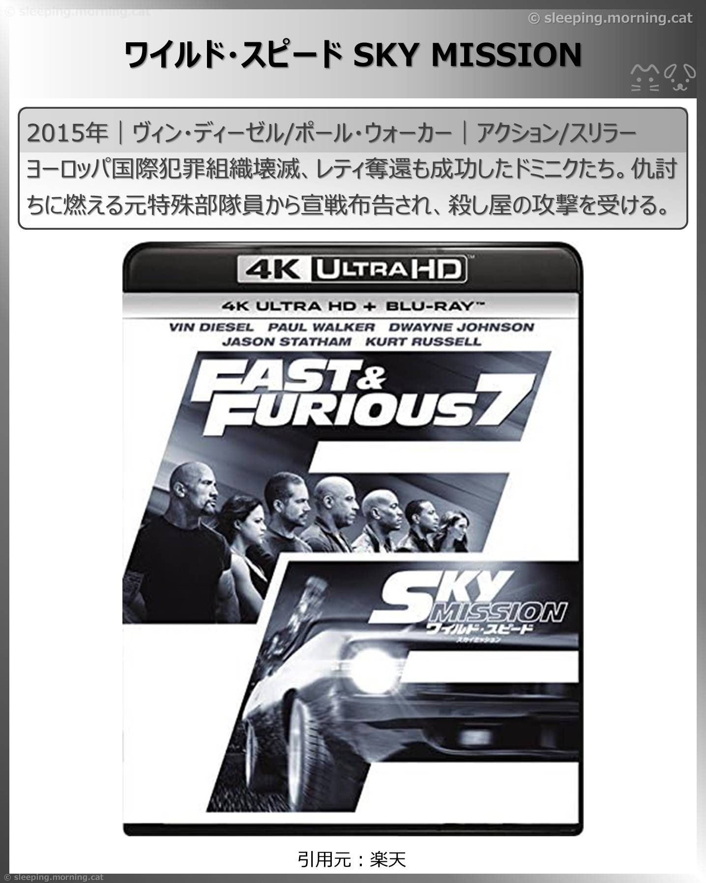 ワイルド・スピード時系列見る順番：ワイルド・スピード SKY MISSION