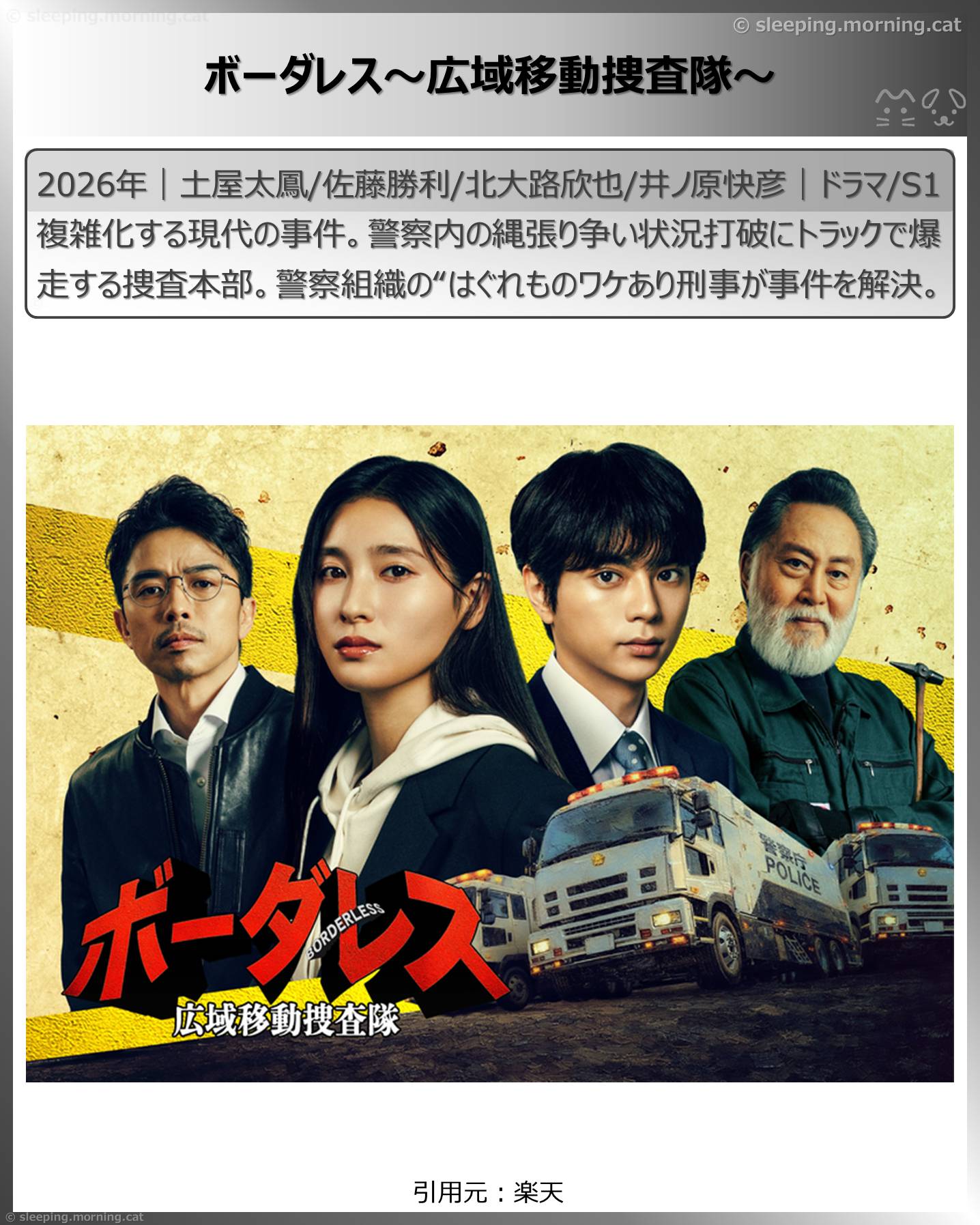 2026年4月スタート新ドラマ：ボーダレス～広域移動捜査隊～