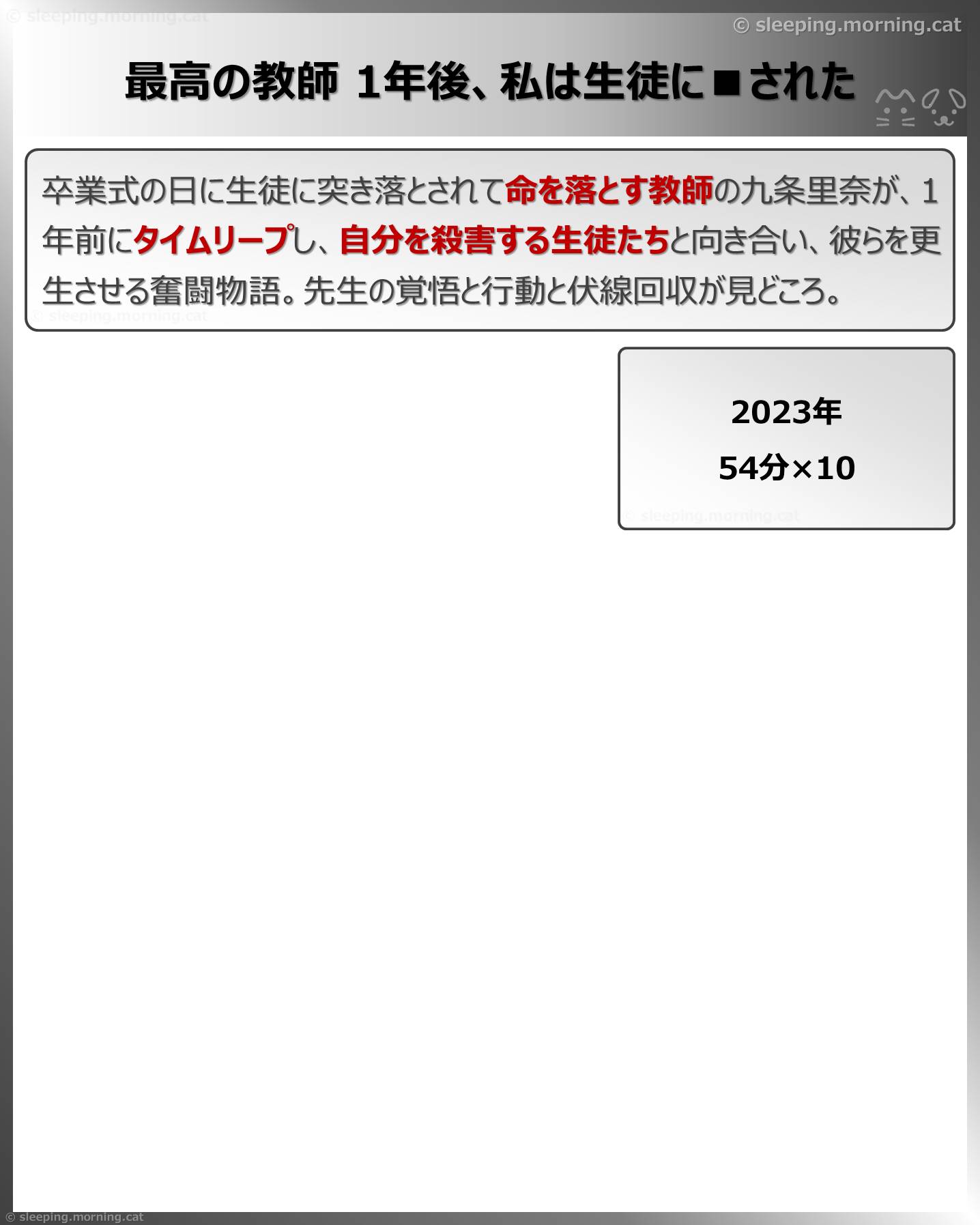 最高の教師1年後、私は生徒に■された
