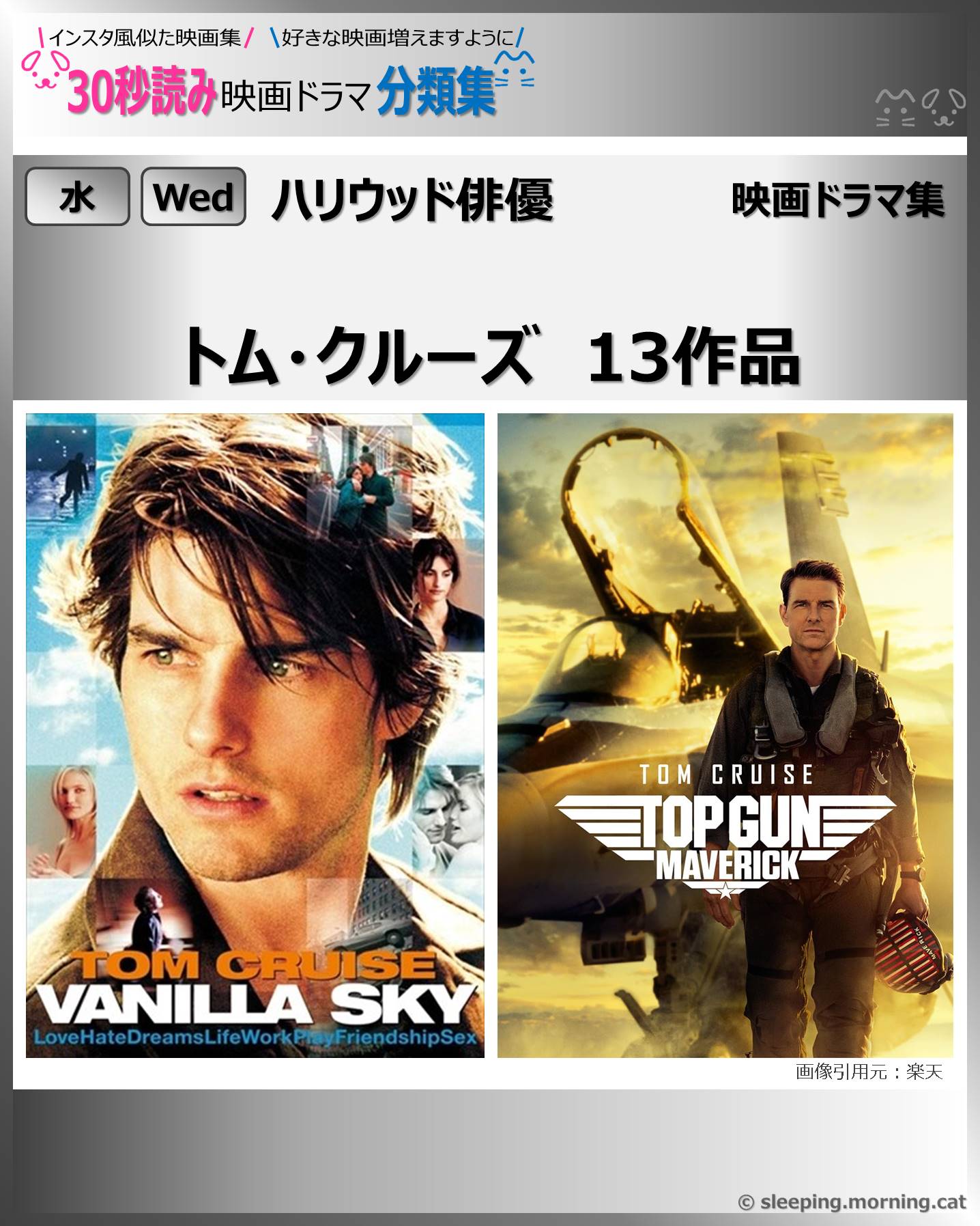【水曜日は、ハリウッド俳優】トム・クルーズ　13作品